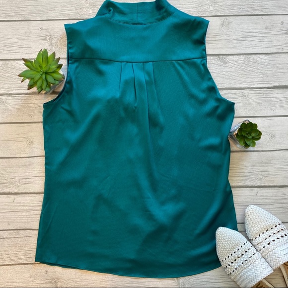 Anne Klein Teal Tie-Neck Top Sleeveless Blouse - Picture 2 of 3